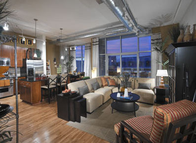 Living Room at Dallas High Rise Apartments