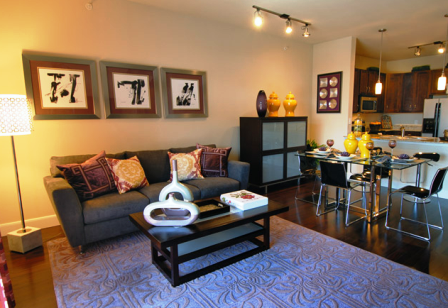 Living Room at Alexan Upper Kirby