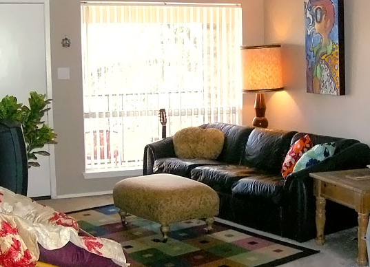Living Room at Hillcrest Oaks Apartments Austin, TX