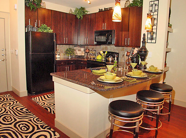 Kitchen View of Lakeview Lofts Apartments Cypress Texas